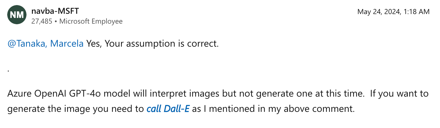 official answer on Microsoft
