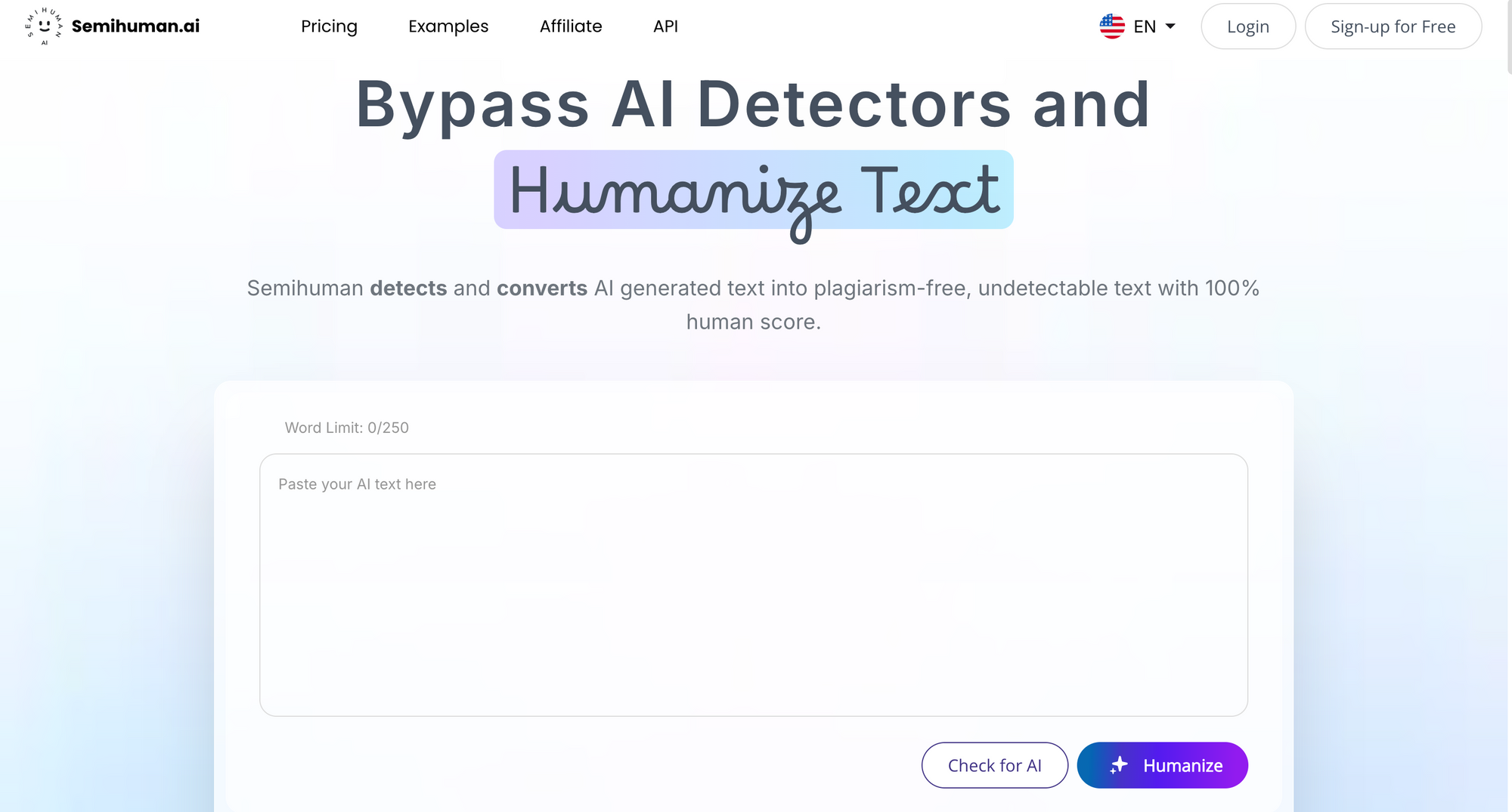 Interface of Semihuman.ai