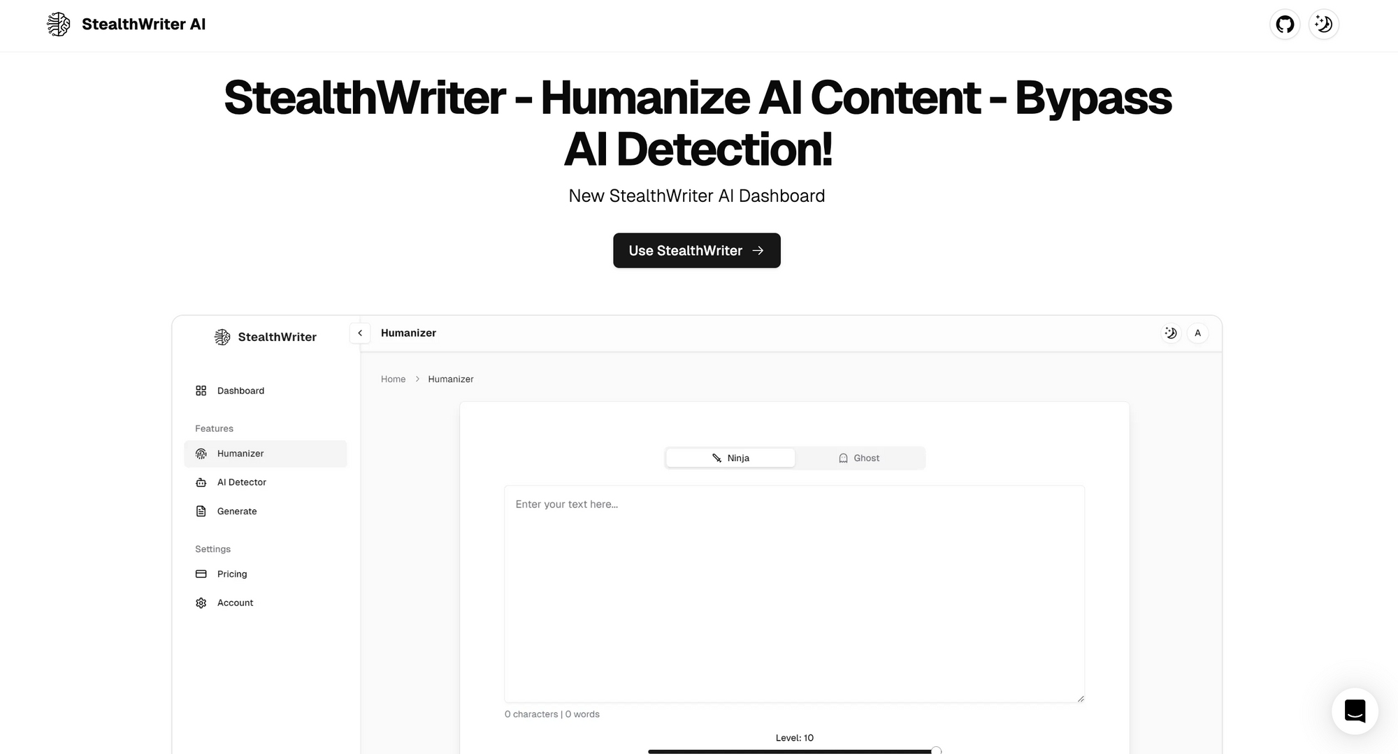 Interface of StealthWriter