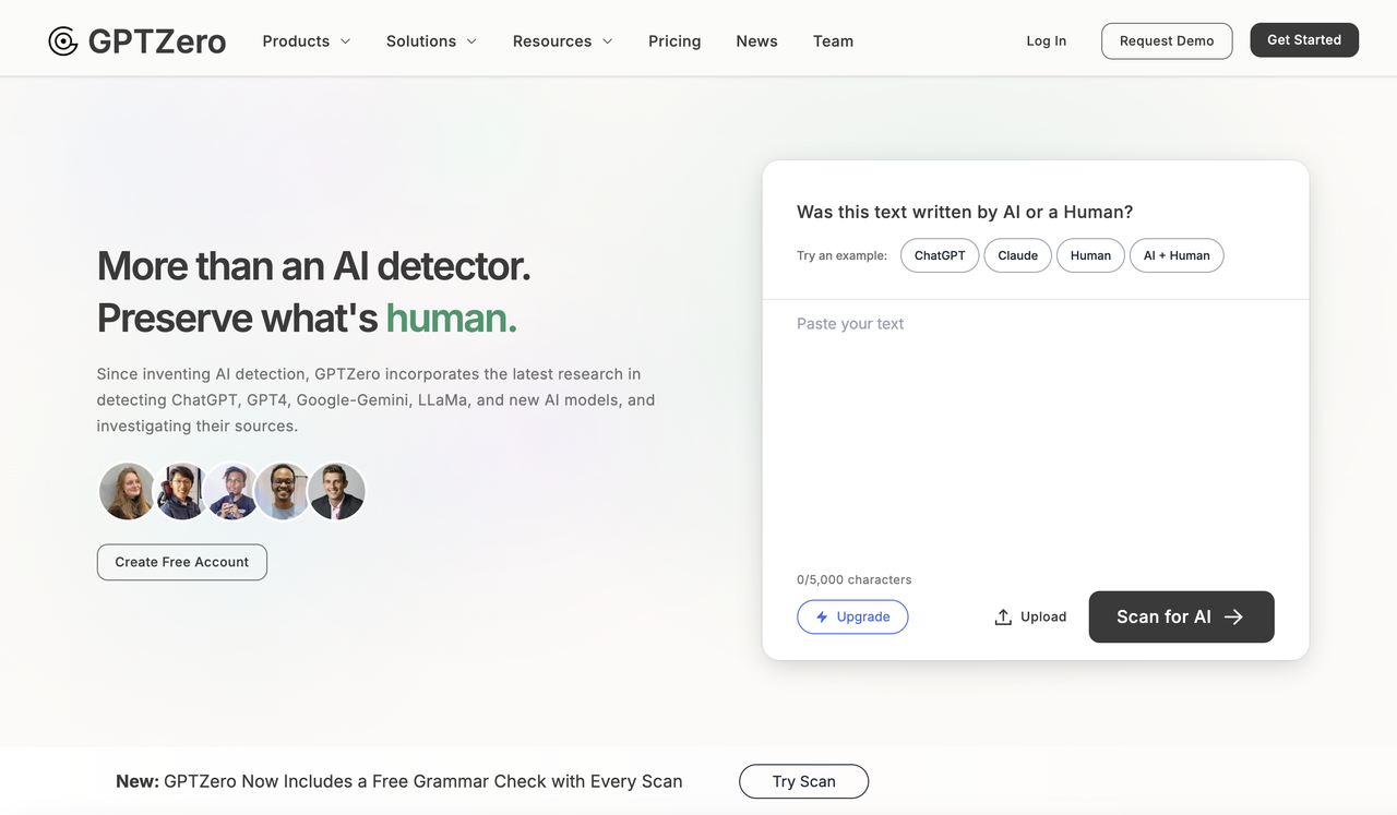 GPTZero AI detector