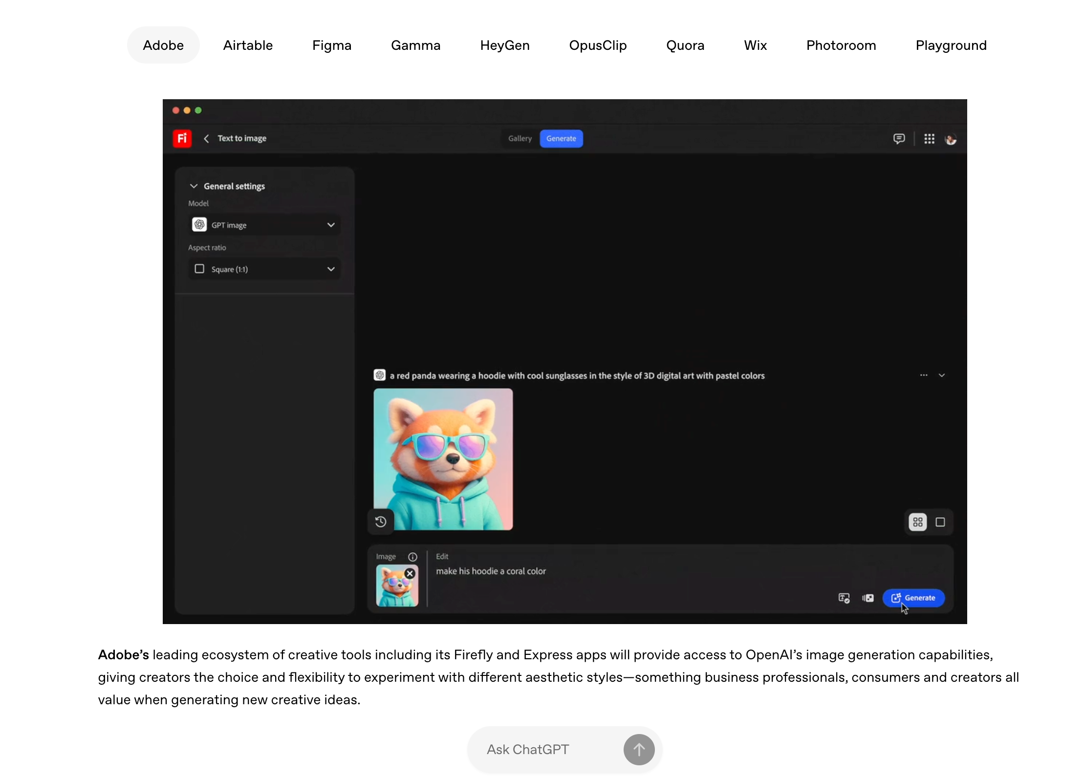 OpenAI 推出全新 GPT-Image-1 圖片生成 API